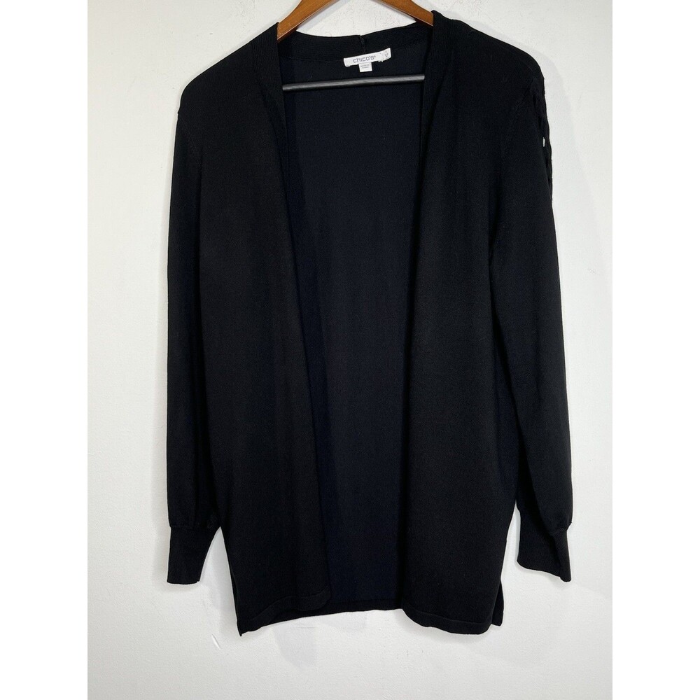 Chicos cardigan Braided Sleeve Peekaboo Womens 1 Cardigan Sweater M 6 8
